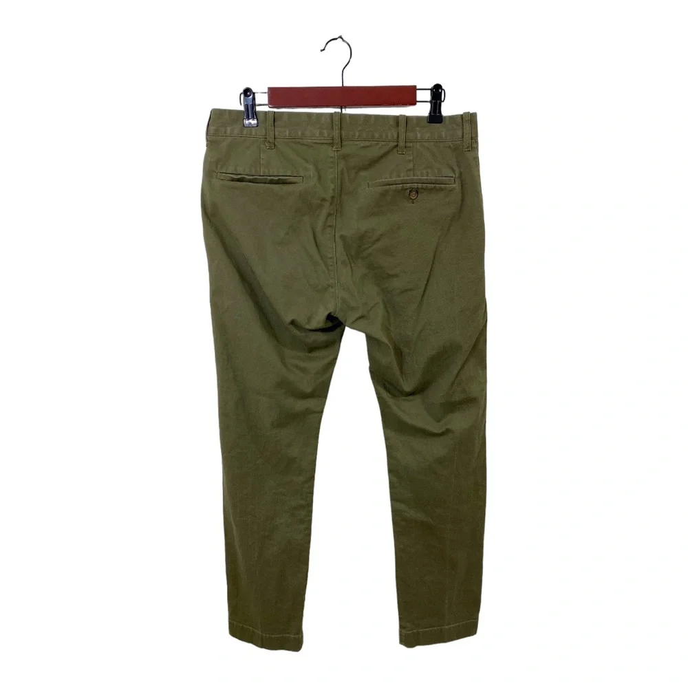 J.Crew Flex Driggs Khaki Chino Pants Men's 31 x 30 Flat Front Olive Green
